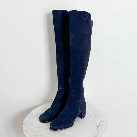 Stuart Weitzman NEW 5050 City Block Over the Knee Blue Suede Size 4.5 US 35 EU - Picture 6 of 10